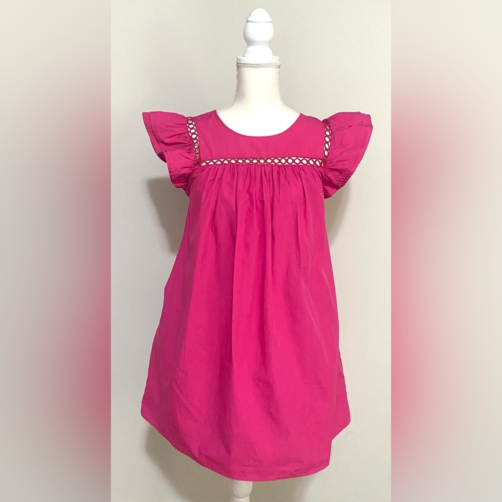 La Ven Womens XS Solid Pink Flutter Sleeve Dress Preppy Feminine Cottagecore - Picture 5 of 15